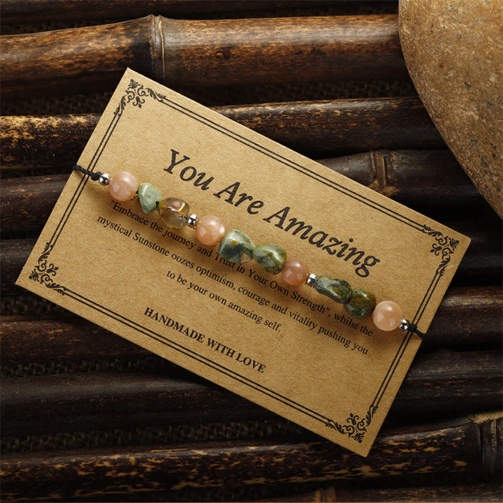 Buddha Stones You Are Amazing Braccialetto positivo in pietra del sole di riolite