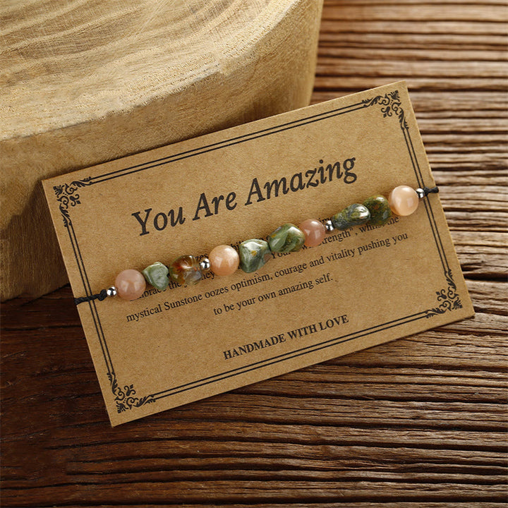 Buddha Stones You Are Amazing Braccialetto positivo in pietra del sole di riolite
