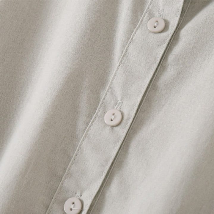 Abito midi in cotone e lino a maniche corte con tasche , Buddha Stones Summer Buttons - image 11