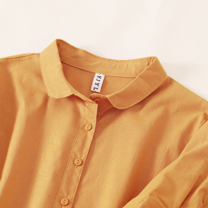 Abito midi in cotone e lino a maniche corte con tasche , Buddha Stones Summer Buttons - image 19