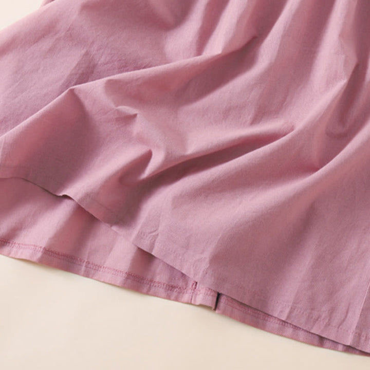 Abito midi in cotone e lino a maniche corte con tasche , Buddha Stones Summer Buttons - image 4