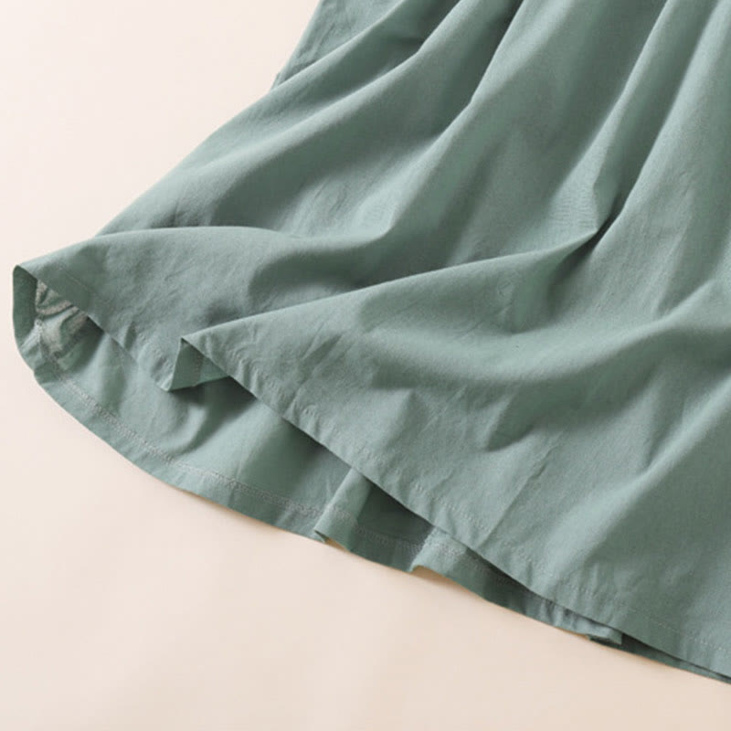 Abito midi in cotone e lino a maniche corte con tasche , Buddha Stones Summer Buttons - image 26