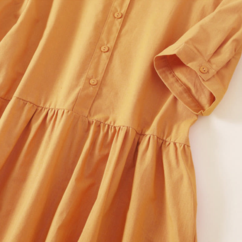 Abito midi in cotone e lino a maniche corte con tasche , Buddha Stones Summer Buttons - image 21