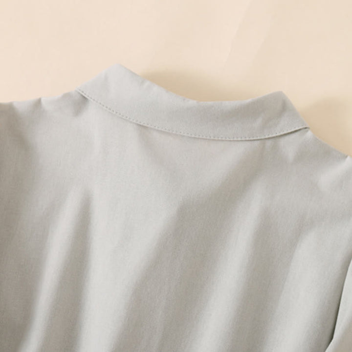 Abito midi in cotone e lino a maniche corte con tasche , Buddha Stones Summer Buttons - image 9