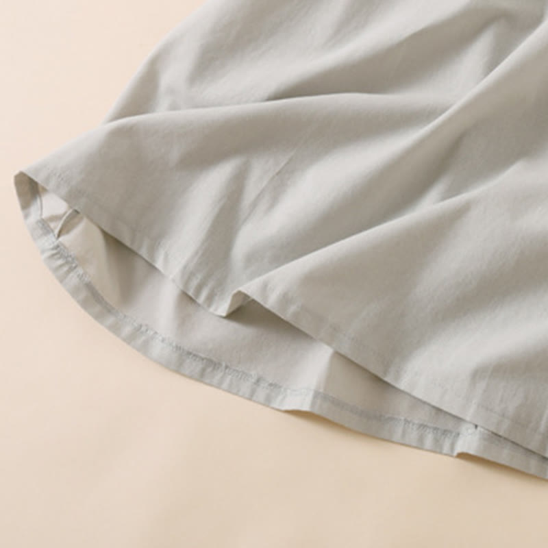 Abito midi in cotone e lino a maniche corte con tasche , Buddha Stones Summer Buttons - image 14