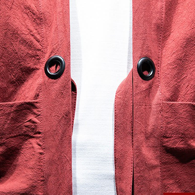 Giacca da uomo in cotone con lacci e apertura frontale tinta unita Buddha Stones - image 21