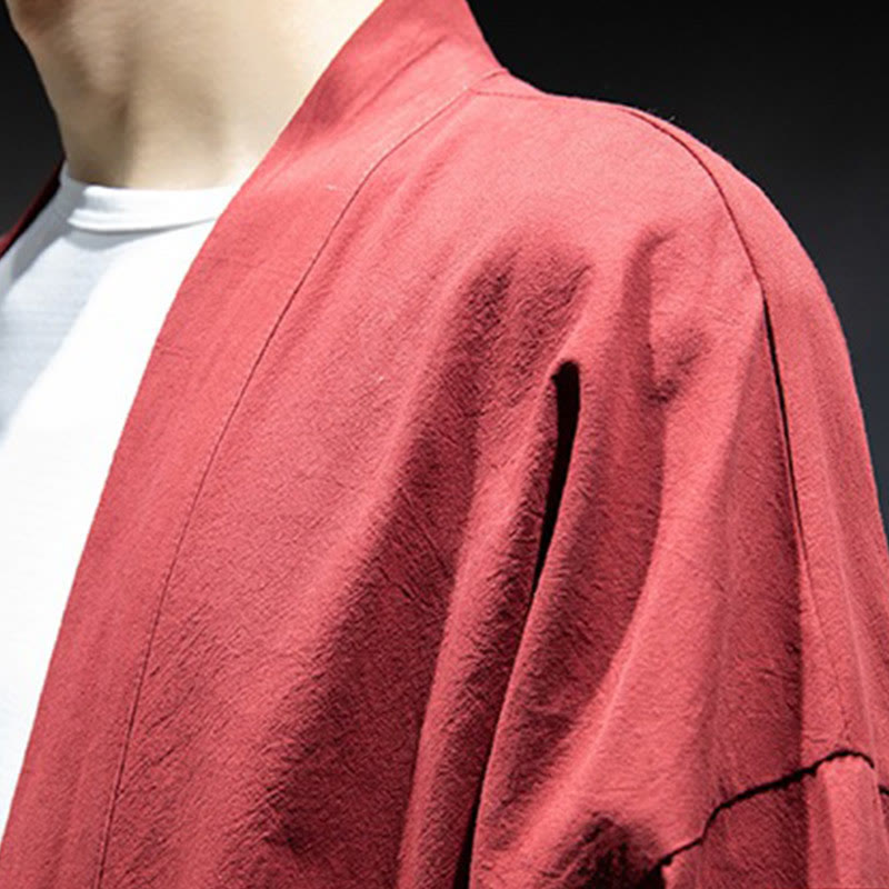 Giacca da uomo in cotone con lacci e apertura frontale tinta unita Buddha Stones - image 20