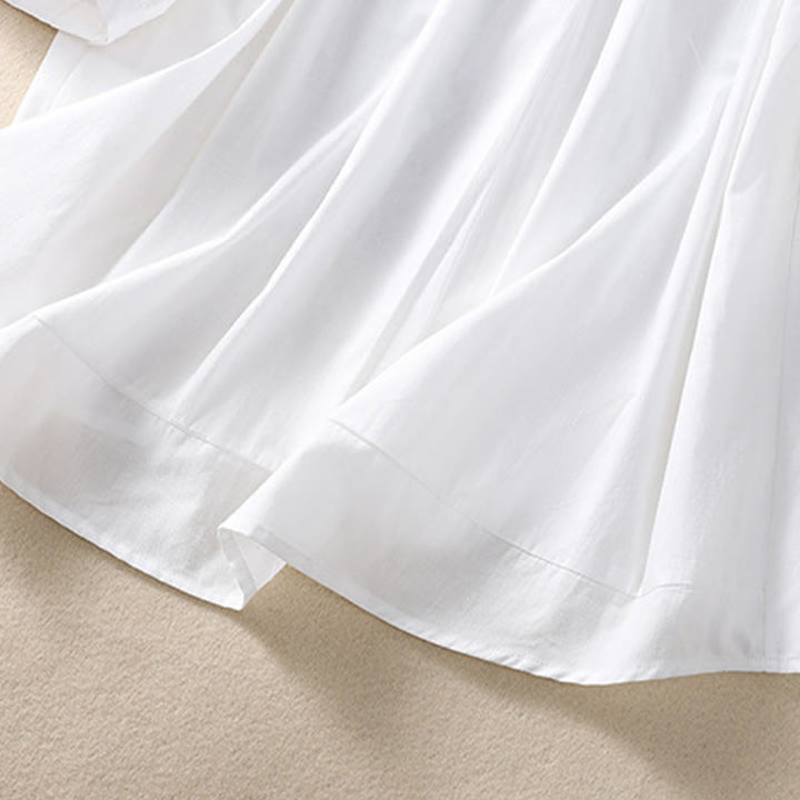 Camicia da donna in cotone e lino con risvolto, manica a tre quarti, motivo floreale, Buddha Stones - image 11