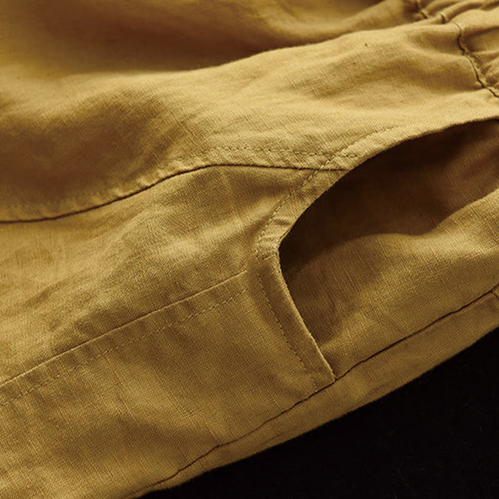 Pantaloni harem da donna in cotone e lino con tasche, modello Buddha Stones, casual, estivi, con cuciture semplici