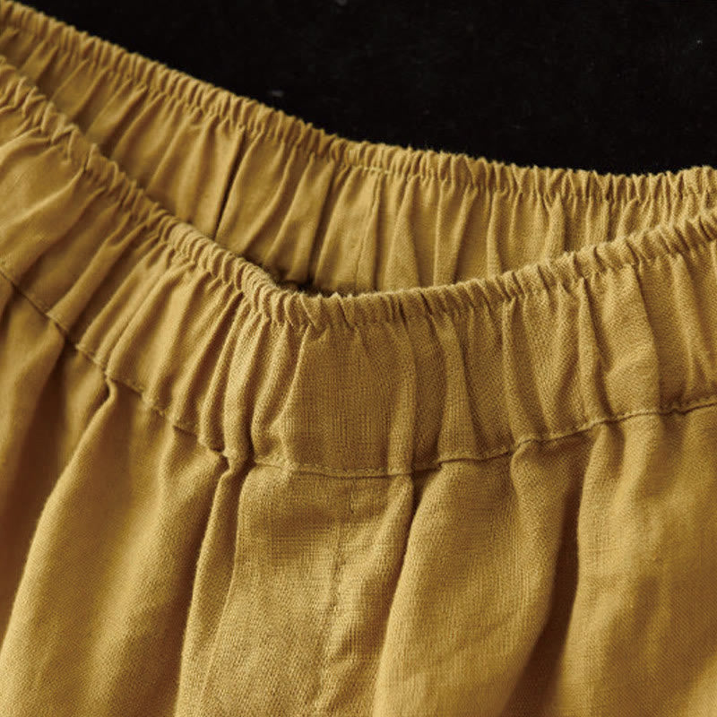 Pantaloni harem da donna in cotone e lino con tasche, modello Buddha Stones, casual, estivi, con cuciture semplici