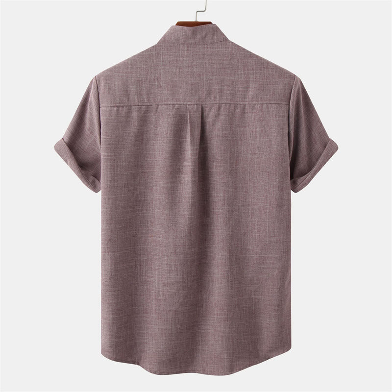 Camicia da uomo estiva a maniche corte con bottoni e taschino, con Buddha Stones. - image 15