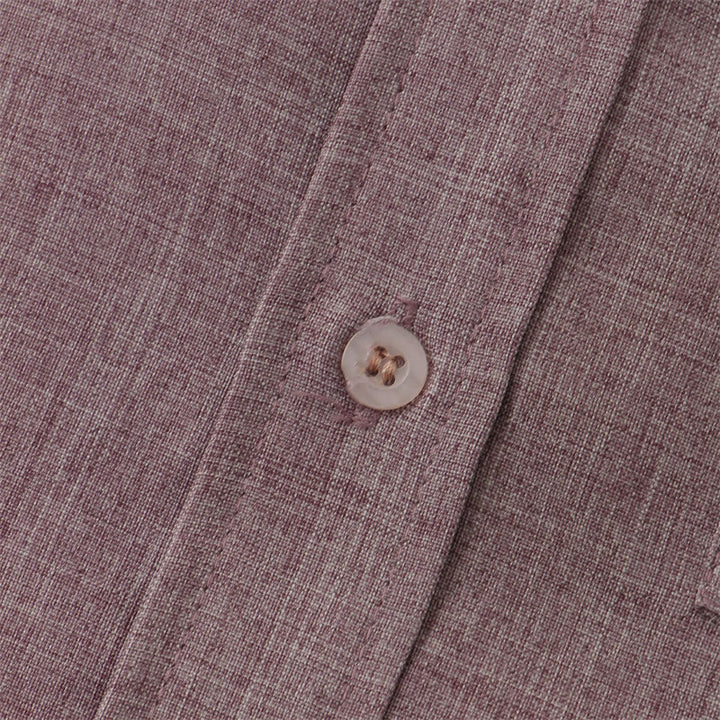Camicia da uomo estiva Buddha Stones con bottoni e maniche corte in cotone e lino con tasca
