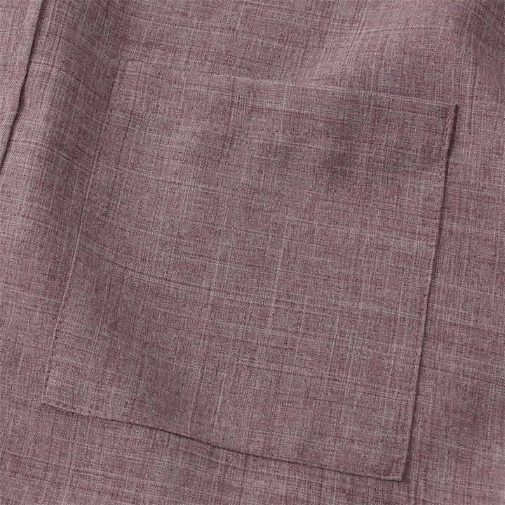 Camicia da uomo estiva Buddha Stones con bottoni e maniche corte in cotone e lino con tasca