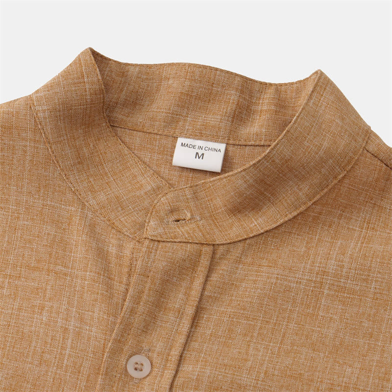 Camicia da uomo estiva Buddha Stones con bottoni, manica corta, in cotone tinta unita e tasca - image 24