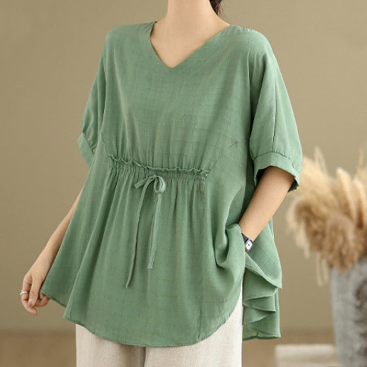 Maglietta da donna casual a maniche corte con bottoni e motivo Buddha Stones, tinta unita - Primavera Verde - US12, UK/AU16, EU44 (2XL) - image 12