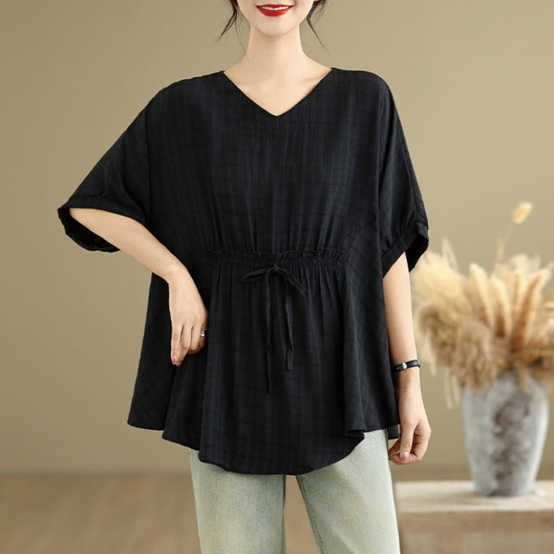 Maglietta da donna casual a maniche corte con bottoni e motivo Buddha Stones, tinta unita - Nero - US12, UK/AU16, EU44 (2XL) - image 6