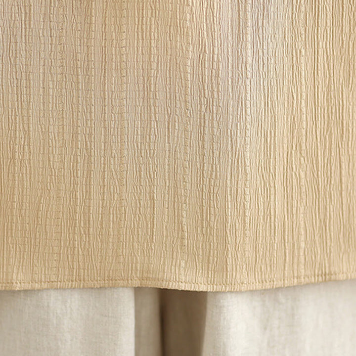 Buddha Stones Summer Casual Pure Mezza Manica a Sbuffo Mezza Bottone Scollo a V T-Shirt da Donna