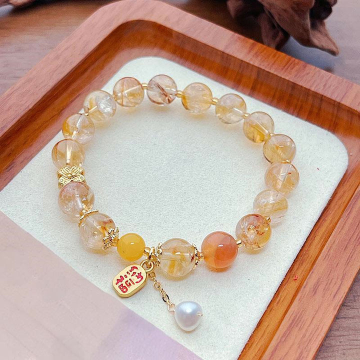 Braccialetto del piacere Nafu con perle di citrino naturale Buddha Stones