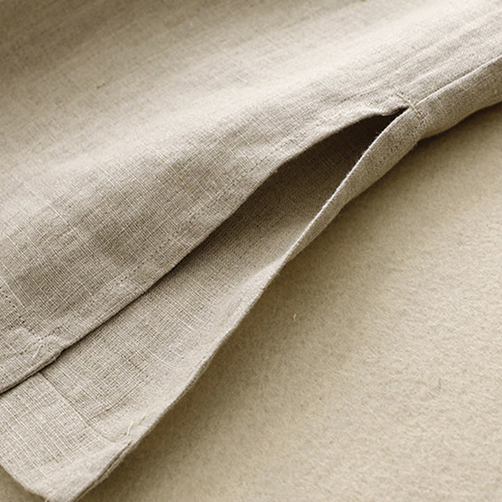Pantaloni da donna a gamba larga in cotone e lino con tasche e cerniera, lunghezza alla caviglia, modello Buddha Stones, design semplice ed estivo