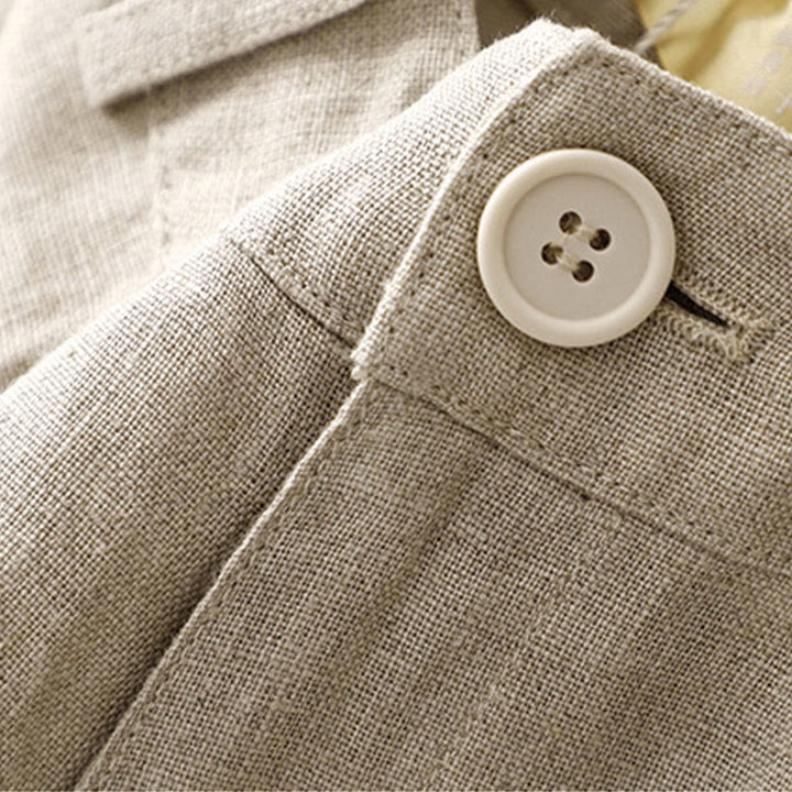 Pantaloni da donna a gamba larga in cotone e lino con tasche e cerniera, lunghezza alla caviglia, modello Buddha Stones, design semplice ed estivo
