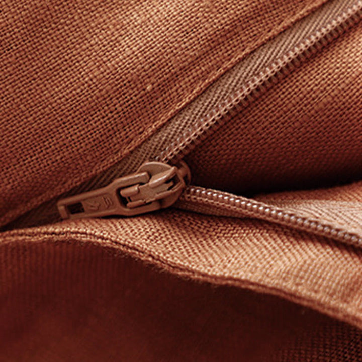 Pantaloni da donna a gamba larga in cotone e lino con tasche e cerniera, lunghezza alla caviglia, modello Buddha Stones, design semplice ed estivo