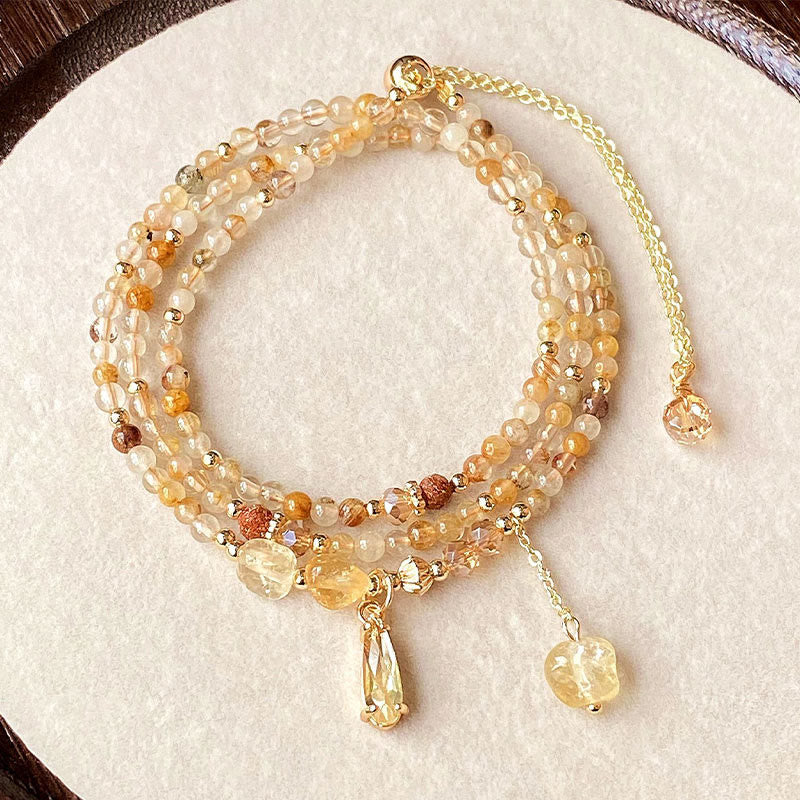 Bracciale multistrato con perline di citrino naturale Buddha Stones Stones Pleasure - Citrino (Circonferenza del polso: 15-21 cm) - image 0