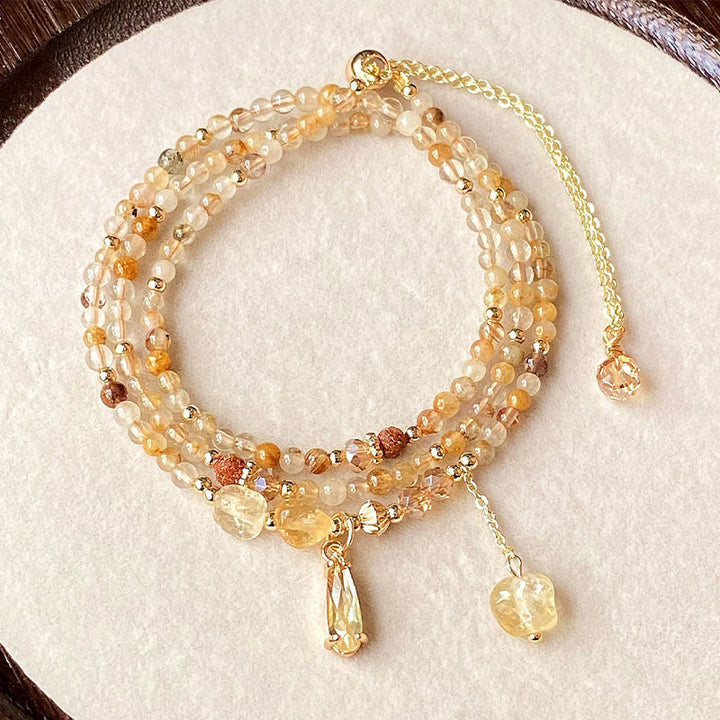 Bracciale multistrato con perline di citrino naturale Buddha Stones Stones Pleasure - Citrino (Circonferenza del polso: 15-21 cm) - image 0