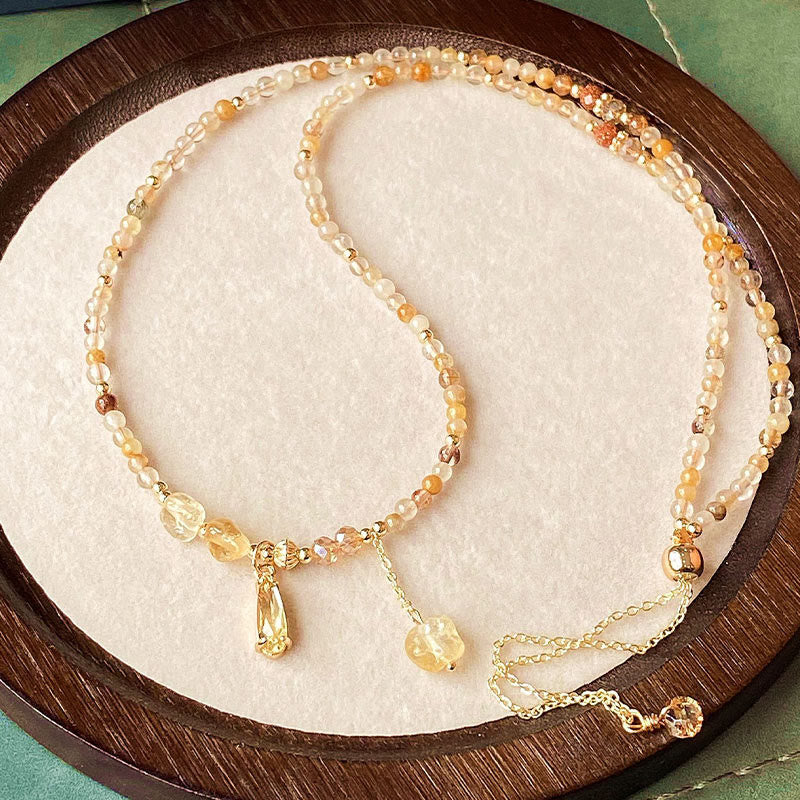 Bracciale multistrato con perline di citrino naturale Buddha Stones Stones Pleasure