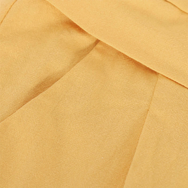 Pantaloni larghi da donna in cotone e lino con tasche, stile retrò casual a vita alta, stile Buddha Stones