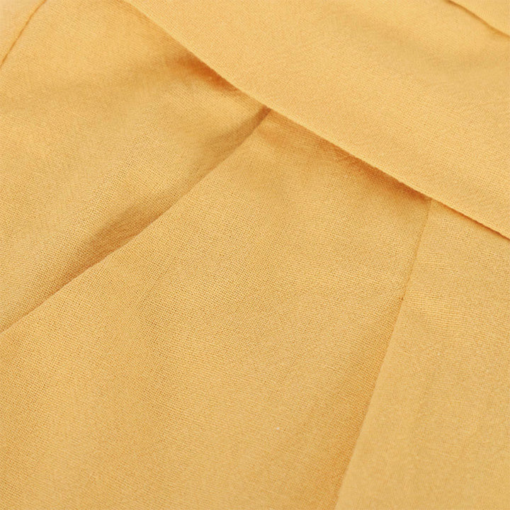 Pantaloni larghi da donna in cotone e lino con tasche, stile retrò casual a vita alta, stile Buddha Stones