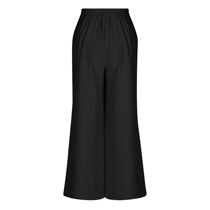 Pantaloni larghi da donna in cotone e lino con tasche, stile retrò casual a vita alta, stile Buddha Stones