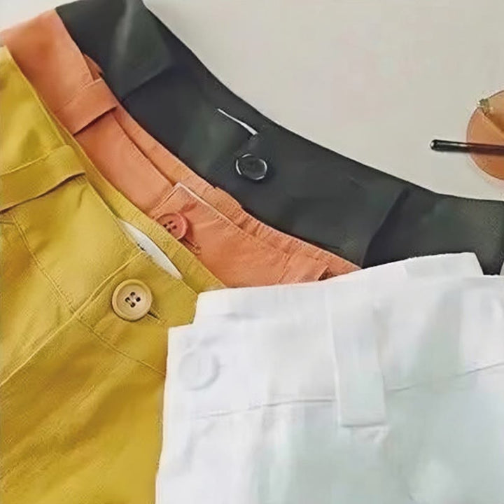 Pantaloni larghi da donna in cotone e lino, casual, retrò, tinta unita, a vita alta, con tasche, Buddha Stones