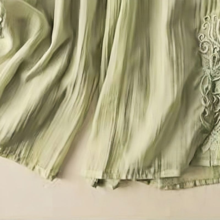 Pantaloni larghi da donna in cotone e lino con coulisse, con tasche, motivo ricamo retrò casual Buddha Stones