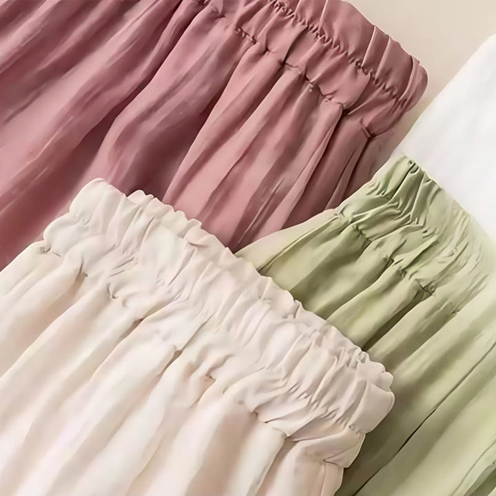 Pantaloni larghi da donna in cotone e lino con coulisse, con tasche, motivo ricamo retrò casual Buddha Stones