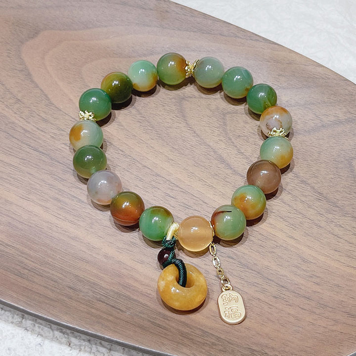 Buddha Stones Pavone Agata Topazio Fibbia della Pace Nafu Bracciale Equilibrio