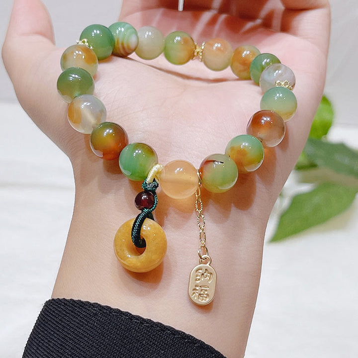 Buddha Stones Pavone Agata Topazio Fibbia della Pace Nafu Bracciale Equilibrio