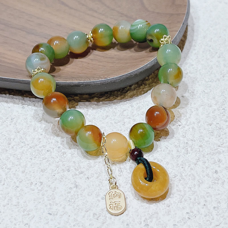 Buddha Stones Pavone Agata Topazio Fibbia della Pace Nafu Bracciale Equilibrio