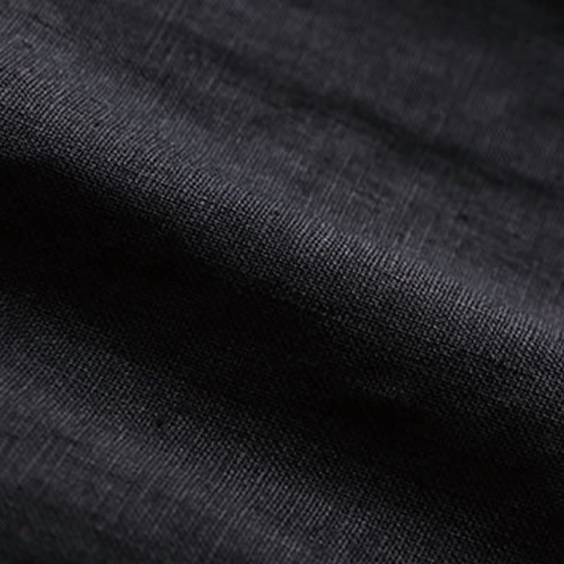 Pantaloni larghi da donna in cotone e lino con tasche, tinta unita, con coulisse, lunghezza 7-8, Buddha Stones Commute