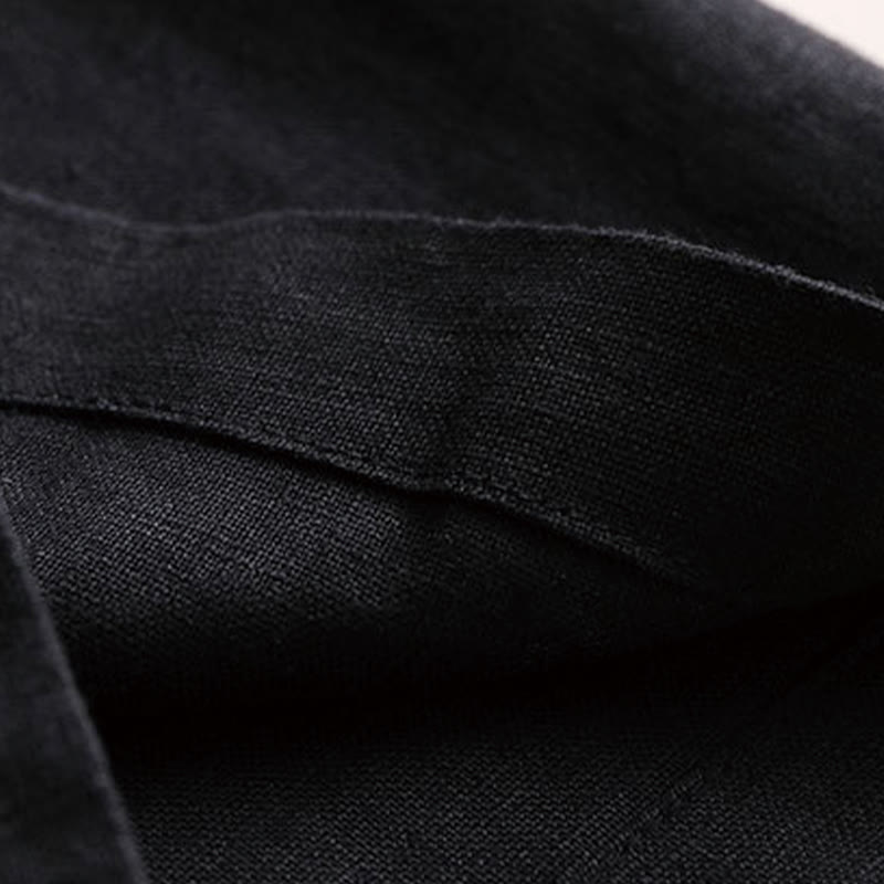 Pantaloni larghi da donna in cotone e lino con tasche, tinta unita, con coulisse, lunghezza 7-8, Buddha Stones Commute