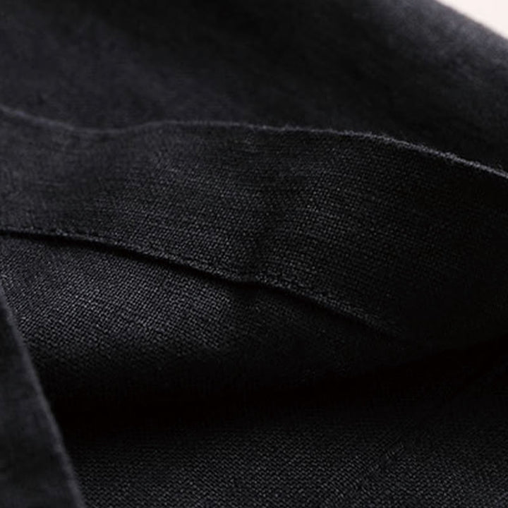 Pantaloni larghi da donna in cotone e lino con tasche, tinta unita, con coulisse, lunghezza 7-8, Buddha Stones Commute