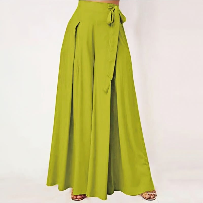 Pantaloni da donna a gamba larga con coulisse, stile retrò, con motivo Buddha Stones, perfetti per la primavera, casual e con tasche. - Verde Giallo - US14, UK/AU18, EU46 (2XL) - image 1