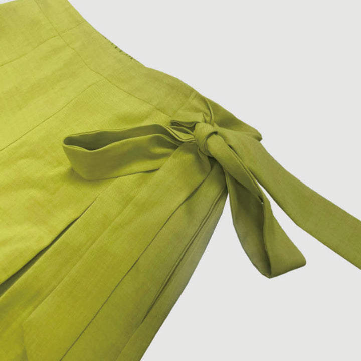 Pantaloni larghi da donna con coulisse, stile retrò casual primaverile Buddha Stones , con tasche