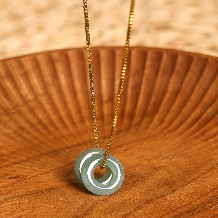 Collana con Buddha Stones Jade Double Peace Buckle Prosperity