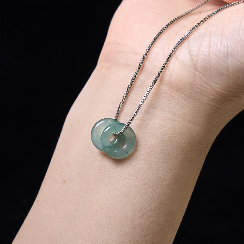 Collana con Buddha Stones Jade Double Peace Buckle Prosperity