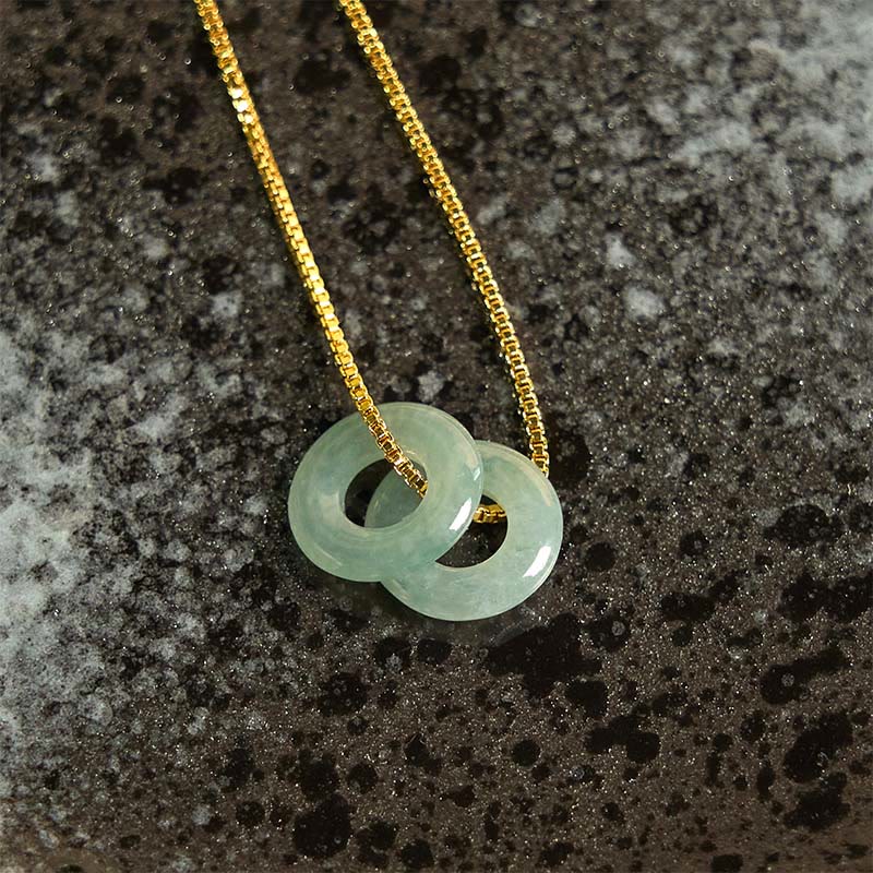 Collana con Buddha Stones Jade Double Peace Buckle Prosperity