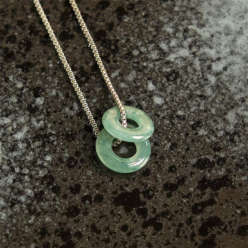 Collana con Buddha Stones Jade Double Peace Buckle Prosperity