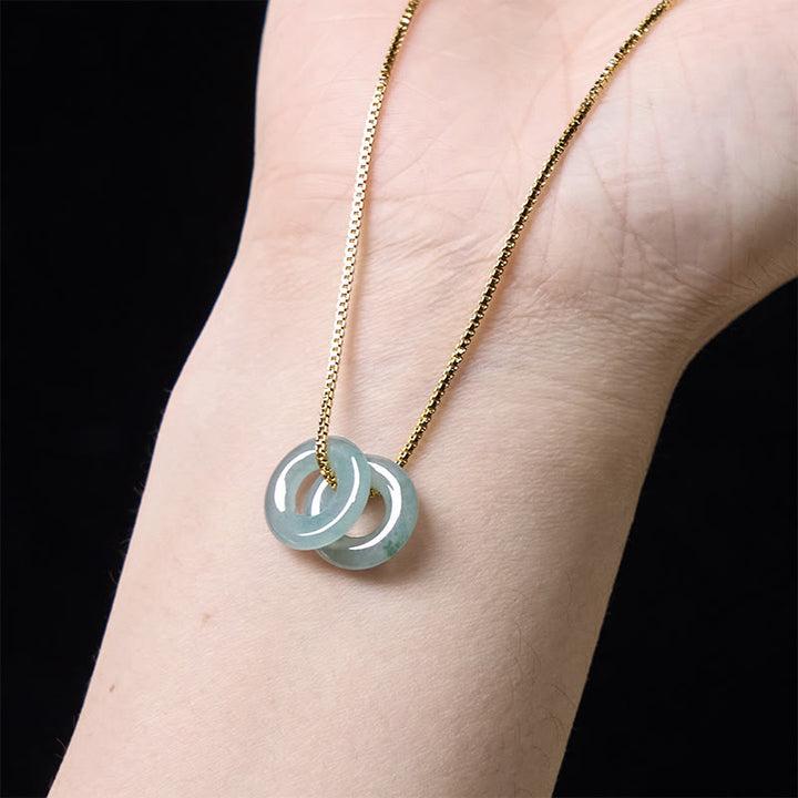 Collana con Buddha Stones Jade Double Peace Buckle Prosperity