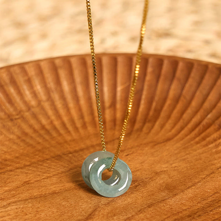 Collana con Buddha Stones Jade Double Peace Buckle Prosperity