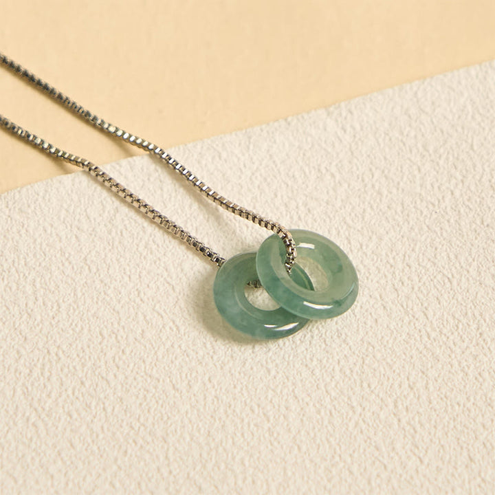Collana con Buddha Stones Jade Double Peace Buckle Prosperity