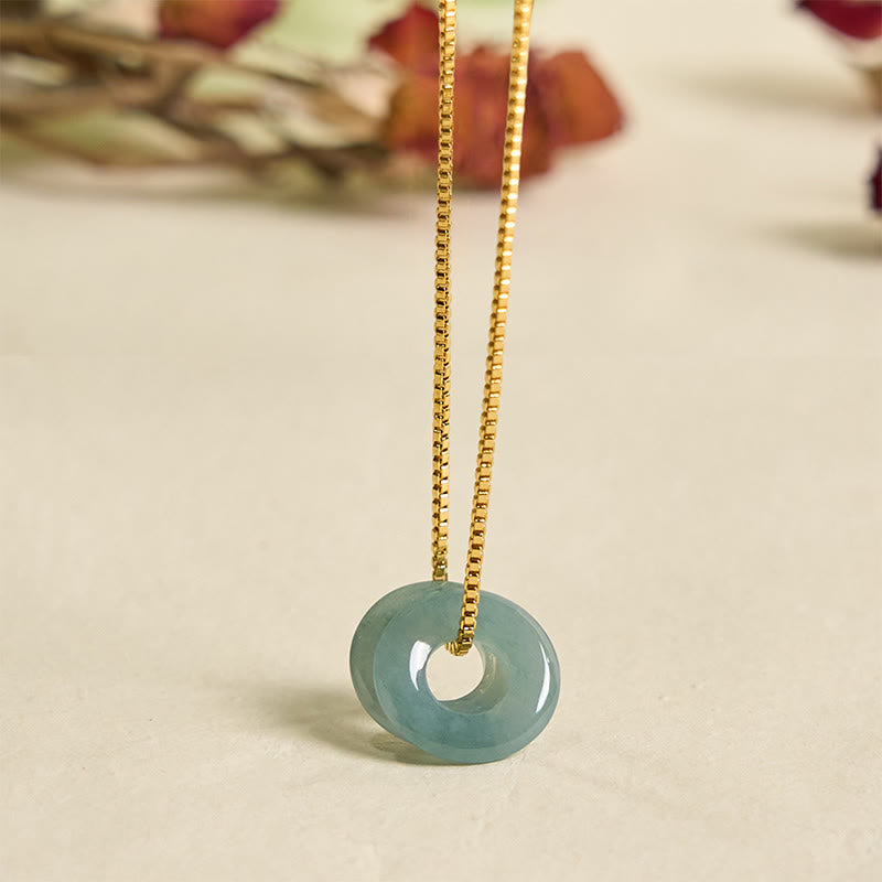 Collana con Buddha Stones Jade Double Peace Buckle Prosperity